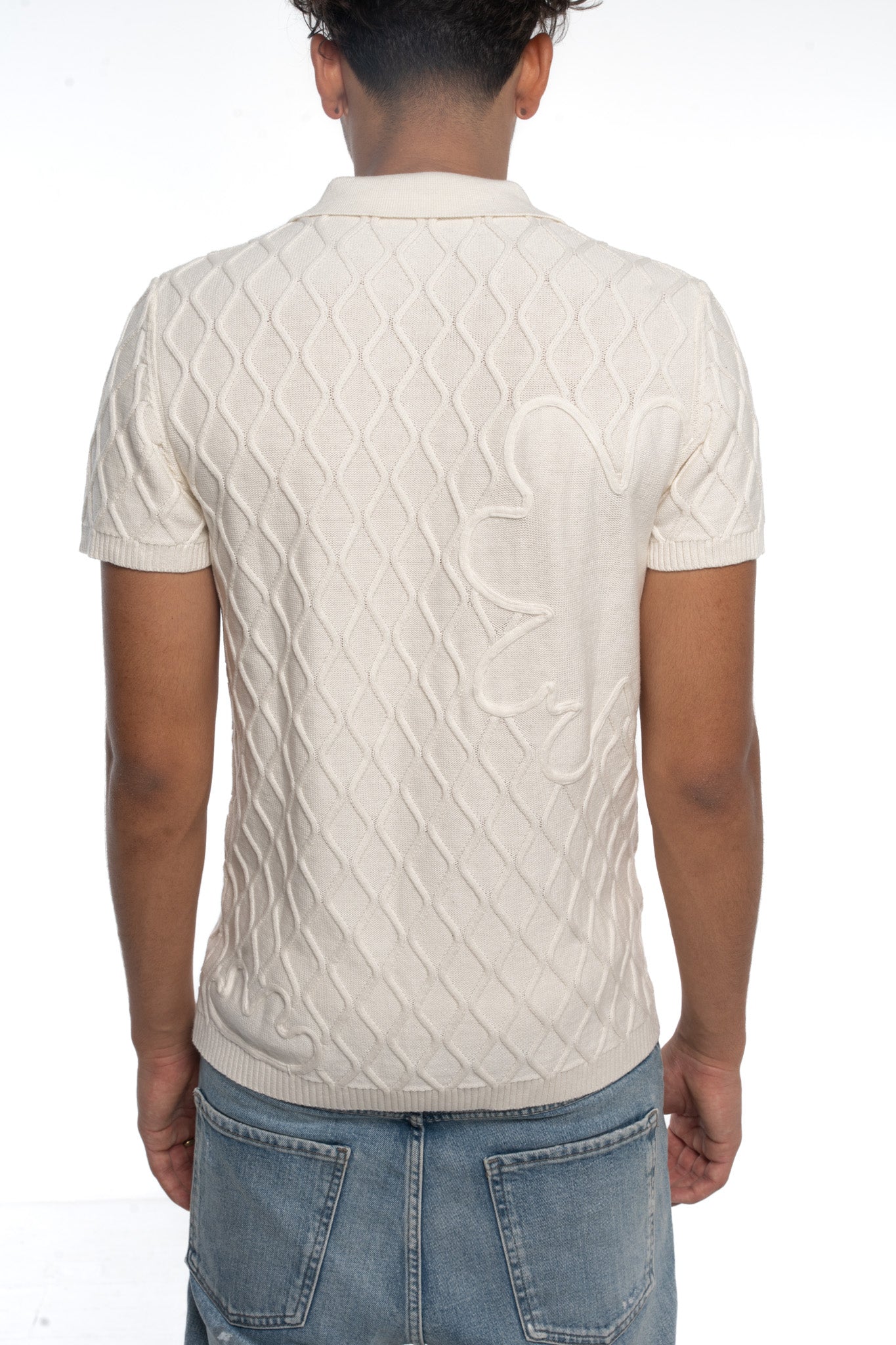 Polo Trèfle en Laine Blanc Crème