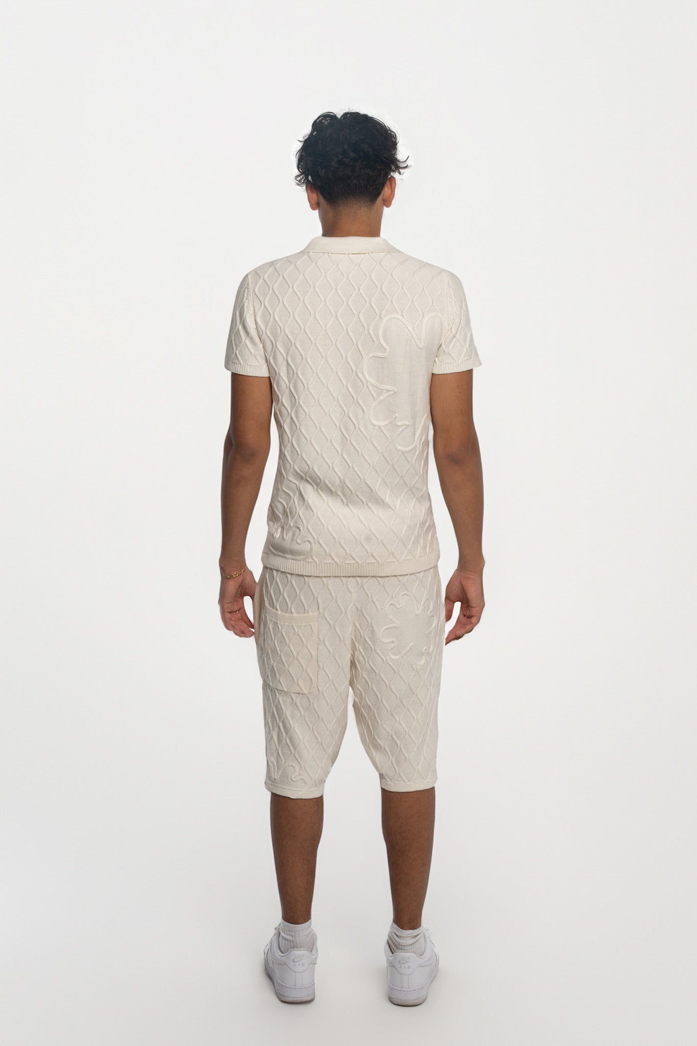 Polo Trèfle en Laine Blanc Crème