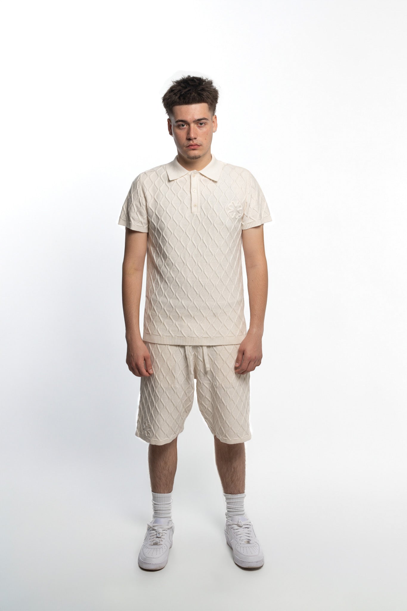 Polo Trèfle en Laine Blanc Crème